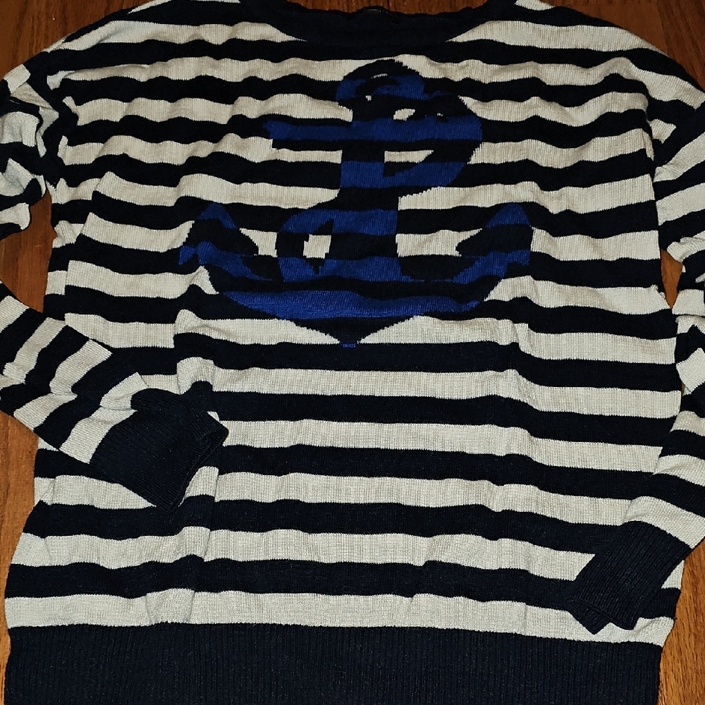 The Limited Navy and White Anchor Sweater